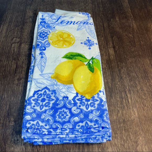 Deborah Connolly Kitchen Nwt Lemon Blue And White Chinoiserie Style Dish Kitchen Hand Tea